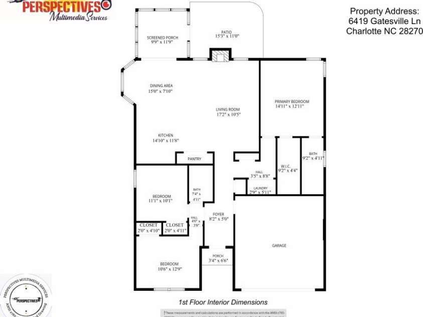 6419 Gatesville Lane, Charlotte, NC 28270.  MLS# CAR4425650, YatesRealty ID 51473. Floorplan
