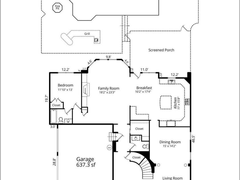 1104 Longwood Court, Matthews, NC 28104.  MLS# CAR4424764, YatesRealty ID 51561. First Floor floorplan