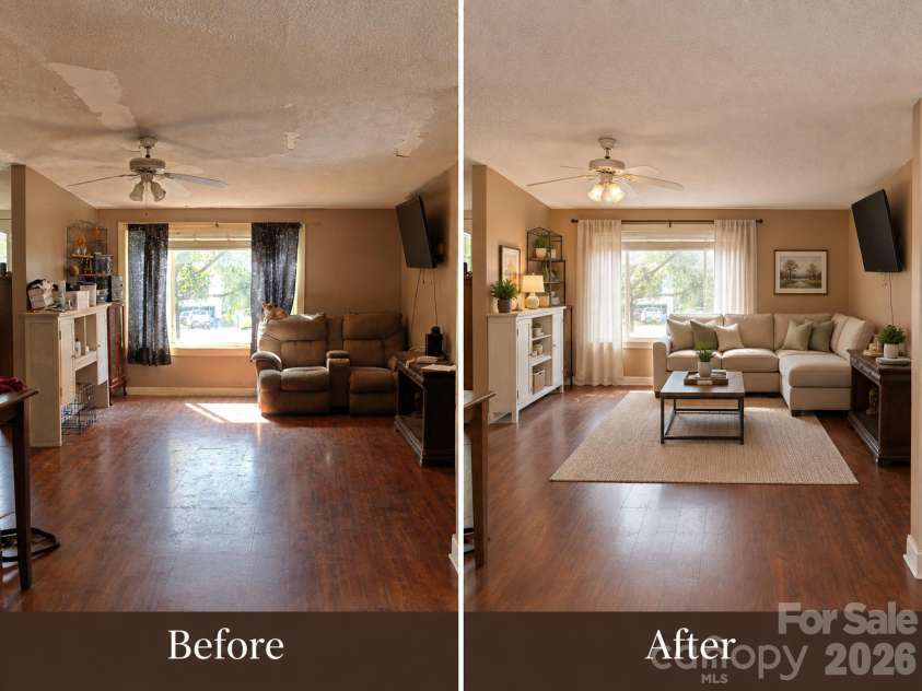 115 Anderson Acres Drive, Harmony, NC 28634.  MLS# CAR4425013, YatesRealty ID 51568. Digitally enhanced great room.