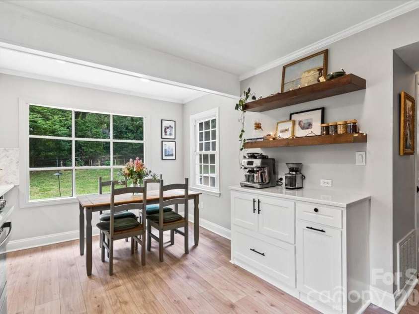 642 Furrow Drive, Charlotte, NC 28270.  MLS# CAR4424607, YatesRealty ID 51591. Built-in coffee bar with floating shelves