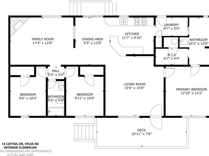 13 Cattail Drive, Sylva, NC 28779.  MLS# CAR4423552, YatesRealty ID 51604. Floorplan designed with comfy living in mind