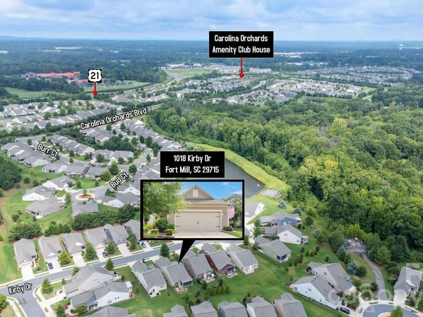 1018 Kirby Drive, Fort Mill, SC 29715.  MLS# CAR4411917, YatesRealty ID 51638. Aerial view