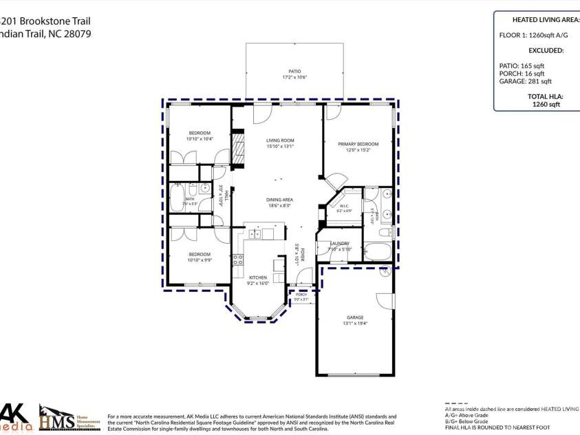 3201 Brookstone Trail, Indian Trail, NC 28079.  MLS# CAR4392073, YatesRealty ID 51641. 