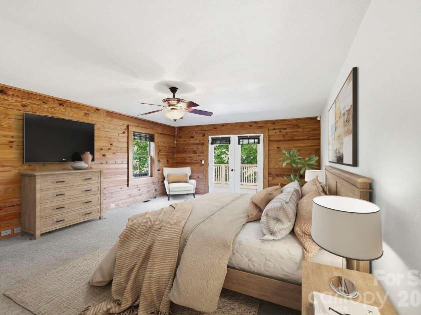 134 Raleigh Drive, Lake Lure, NC 28746.  MLS# CAR4423634, YatesRealty ID 51670. Primary bedroom virtually staged.