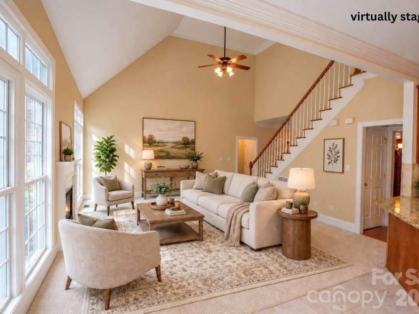 1927 Windmere Drive, Monroe, NC 28110.  MLS# CAR4418853, YatesRealty ID 51747. Virtually staged great room
