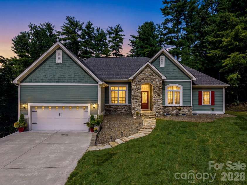 168 Willow Place Circle, Hendersonville, NC 28739.  MLS# CAR4425410, YatesRealty ID 51911. Front Exterior – Twilight