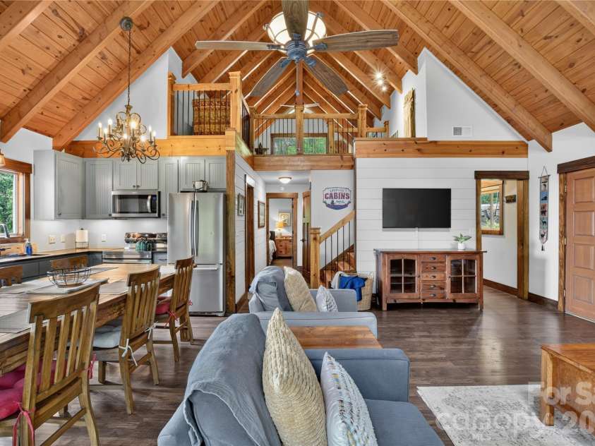 196 Fern Loop, Lake Lure, NC 28746.  MLS# CAR4425558, YatesRealty ID 52036. Kitchen and Living area main floor