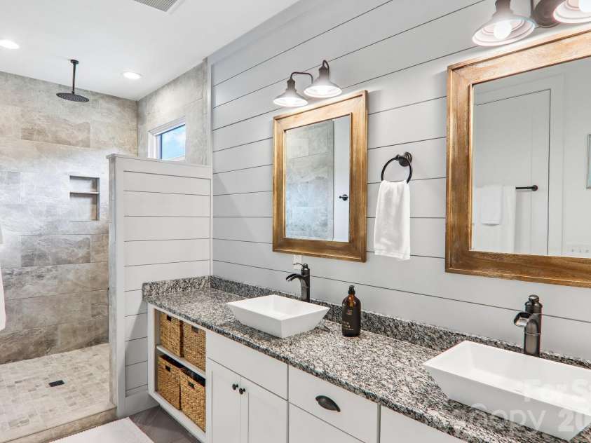 107 New Pinner Place, Arden, NC 28704.  MLS# CAR4426585, YatesRealty ID 52049. Spa Master Bathroom Double Sink & Walking Shower