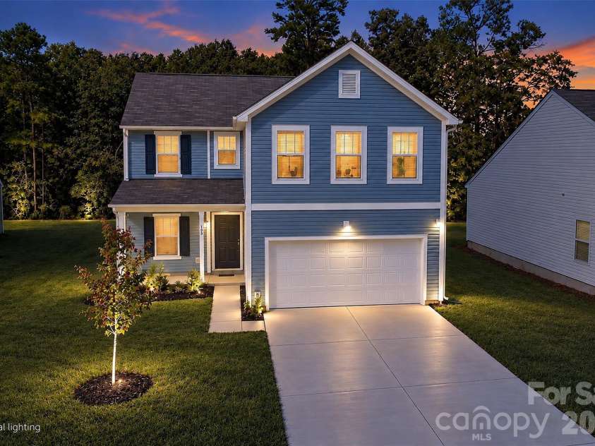 105 Charleston Gray Way, Pageland, SC 29728.  MLS# CAR4426409, YatesRealty ID 52233. Twilight Front