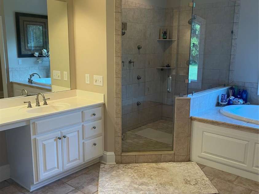 3842 Sherrills Ford Road, Salisbury, NC 28147.  MLS# CAR4419789, YatesRealty ID 52300. Vanity and large walk in shower