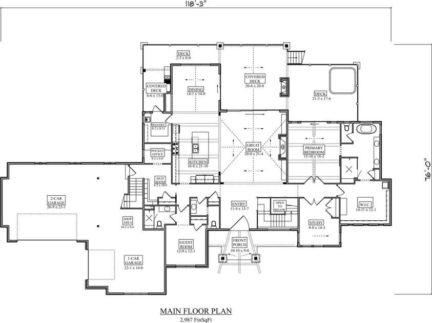 7061 Ridgeview Lane, Iron Station, NC 28080.  MLS# CAR4411270, YatesRealty ID 52309. Main Level Floor Plan