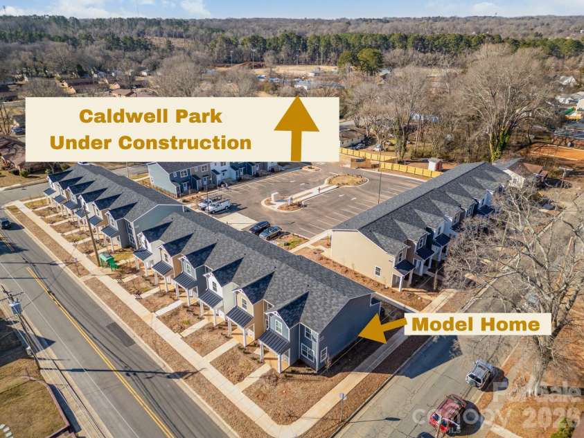 344 Lincoln Street, Concord, NC 28025.  MLS# CAR4355432, YatesRealty ID 5238. Aerial View of Lincoln Street Townhomes