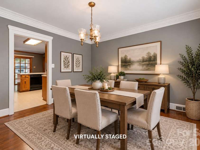 4514 Wilgrove Mint Hill Road, Mint Hill, NC 28227.  MLS# CAR4423298, YatesRealty ID 52389. Virtually Staged Dining Room