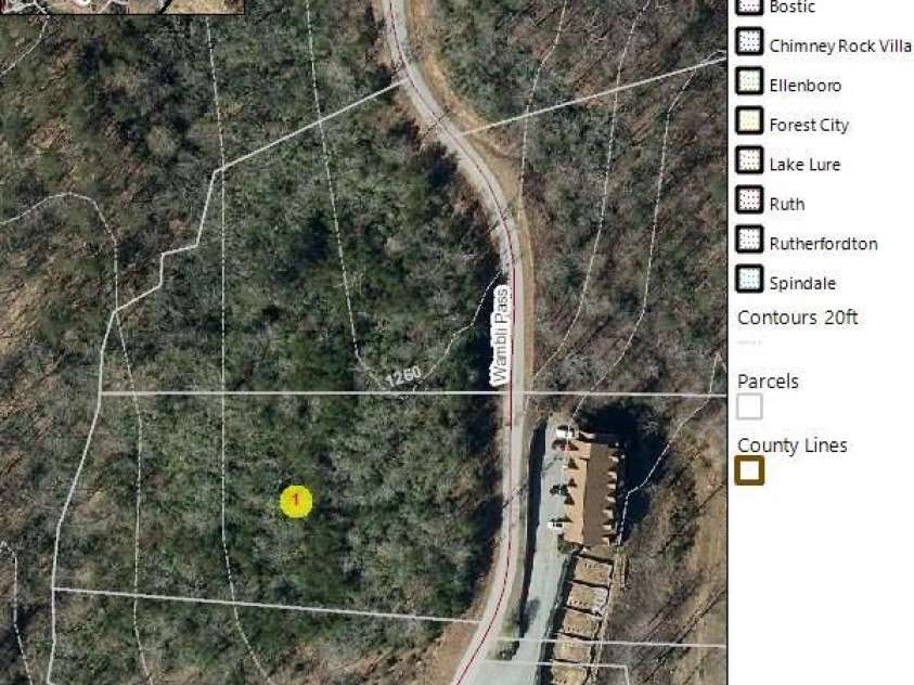 00 Wambli Pass, Lake Lure, NC 28746.  MLS# CAR4425752, YatesRealty ID 52416. GIS VIEW~~
