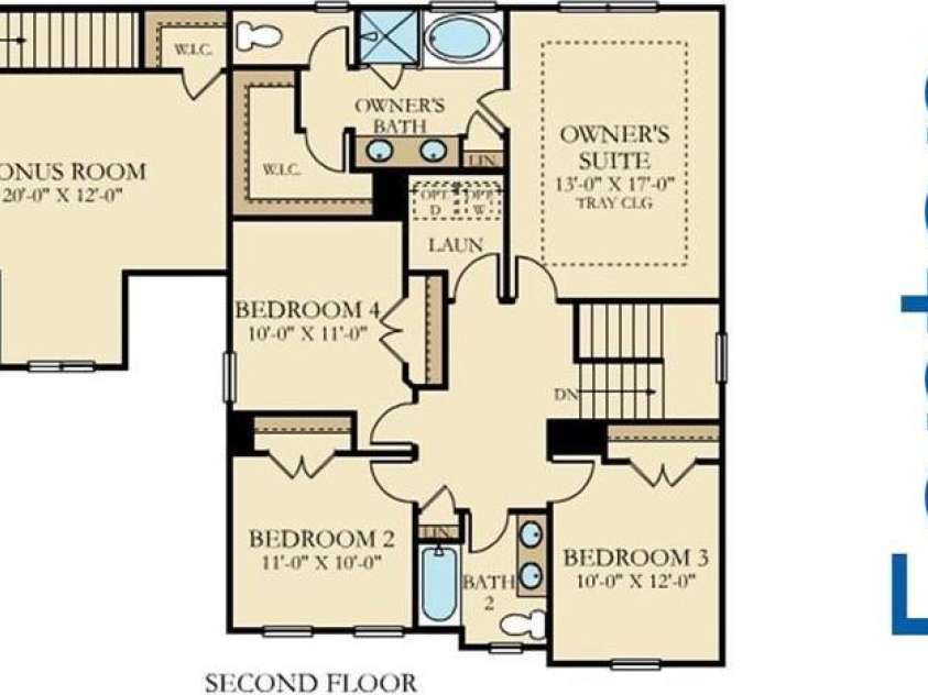 12110 Westbranch Parkway, Davidson, NC 28036.  MLS# CAR4423144, YatesRealty ID 52469. Flipped Builder Floor Plan- Upstairs Level