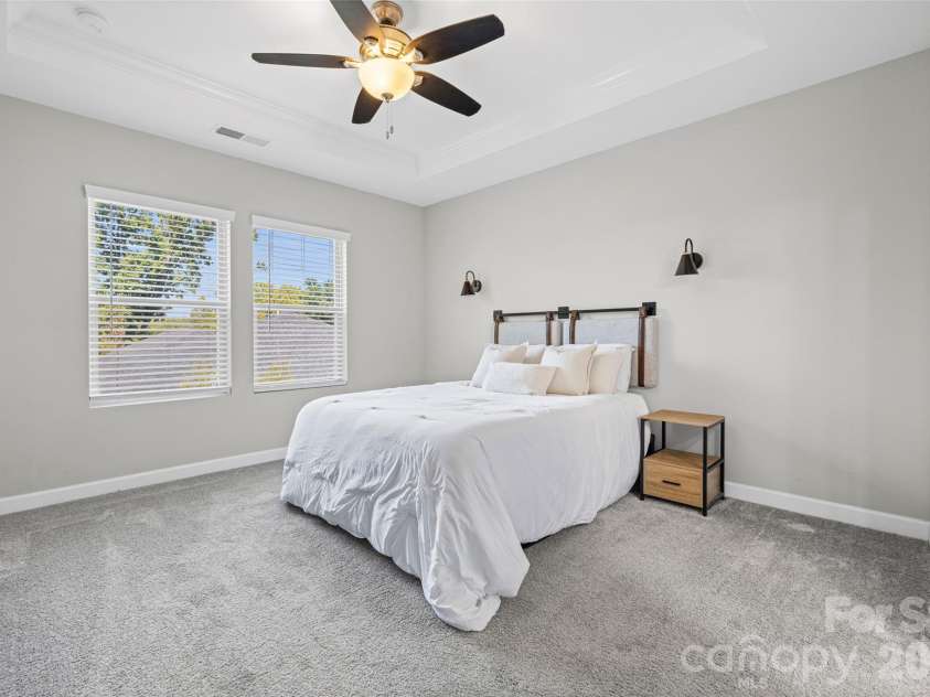 14830 Batteliere Drive, Charlotte, NC 28278.  MLS# CAR4424423, YatesRealty ID 52604. Large primary bedroom with tray ceilings.