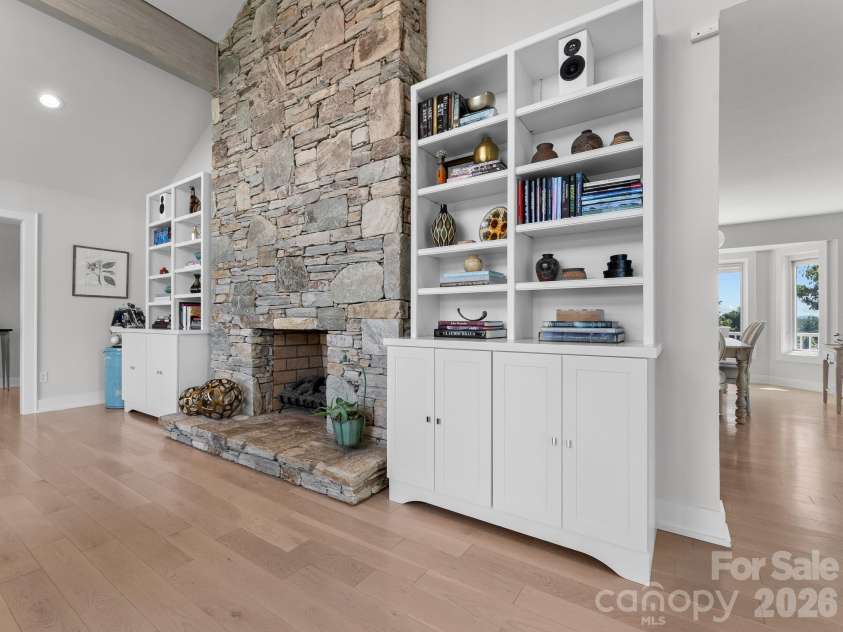 6320 NC Hwy 108 Highway, Mill Spring, NC 28756.  MLS# CAR4425892, YatesRealty ID 52647. Stone Fireplace with Custom Millwork