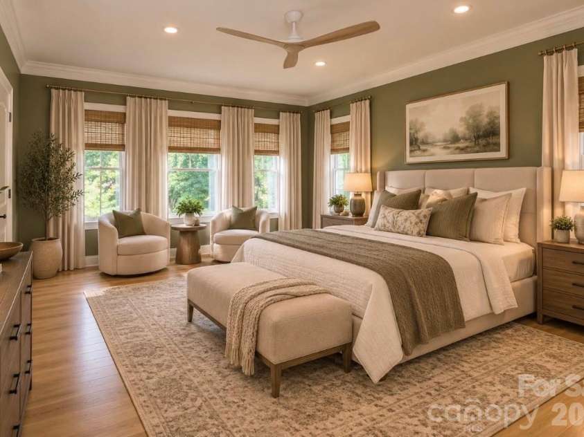 140 Holt Lane, Mooresville, NC 28117.  MLS# CAR4424635, YatesRealty ID 52690. Virtually staged primary bedroom.