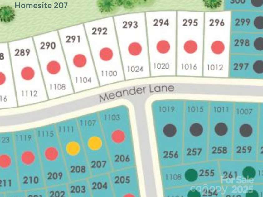 1107 Meander Lane, Waxhaw, NC 28173.  MLS# CAR4246232, YatesRealty ID 5286. Homesite 207