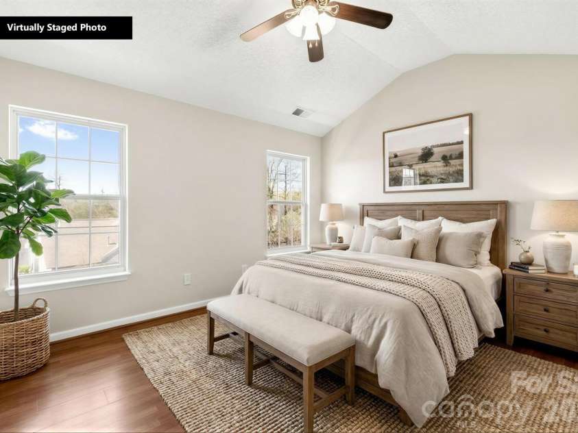 8805 Firestreak Drive, Charlotte, NC 28216.  MLS# CAR4359564, YatesRealty ID 5296. Virtually Staged Primary Bedroom