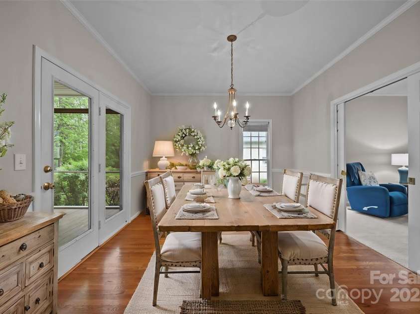 17301 Glassfield Drive, Huntersville, NC 28078.  MLS# CAR4241546, YatesRealty ID 5298. Virtually staged dining room with pocket door!