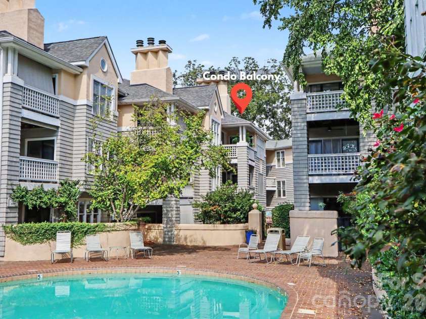 222 Queens Road, Charlotte, NC 28204.  MLS# CAR4422813, YatesRealty ID 52992. Pool to Balcony