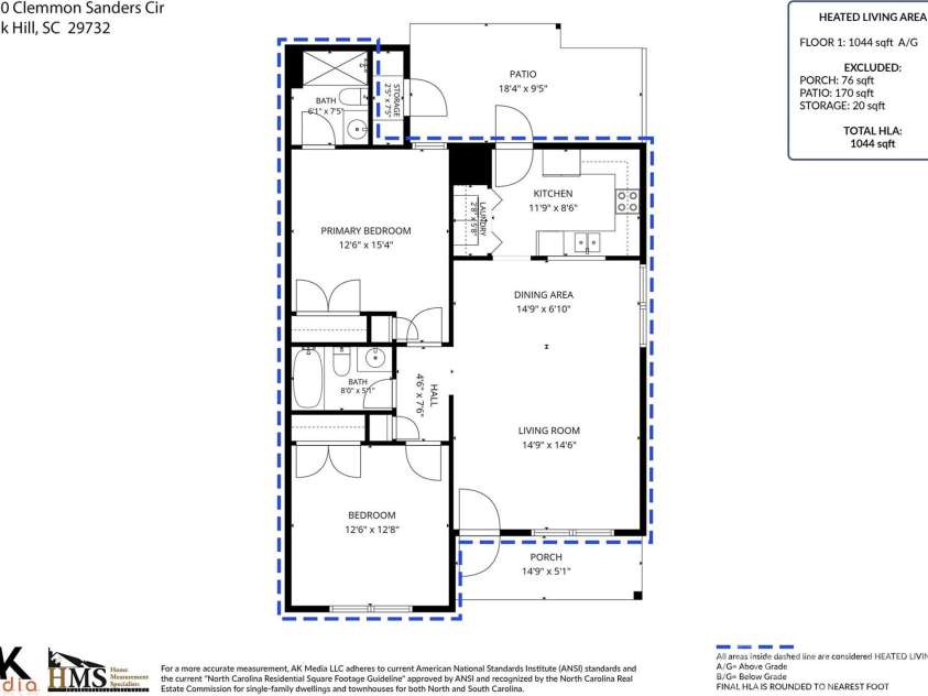 1720 Clemmon Sanders Circle, Rock Hill, SC 29732.  MLS# CAR4424379, YatesRealty ID 53012. Floor Plan