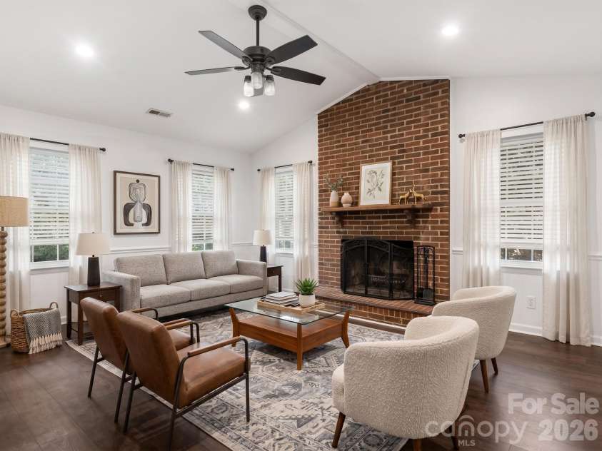 8319 Braeside Court, Charlotte, NC 28270.  MLS# CAR4427940, YatesRealty ID 53067. Virtually Staged Great Room