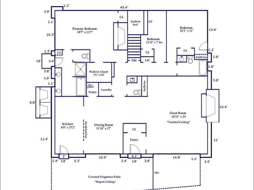 145 Stone Hedge Lane, Tryon, NC 28782.  MLS# CAR4428268, YatesRealty ID 53072. Floor plan of the main level