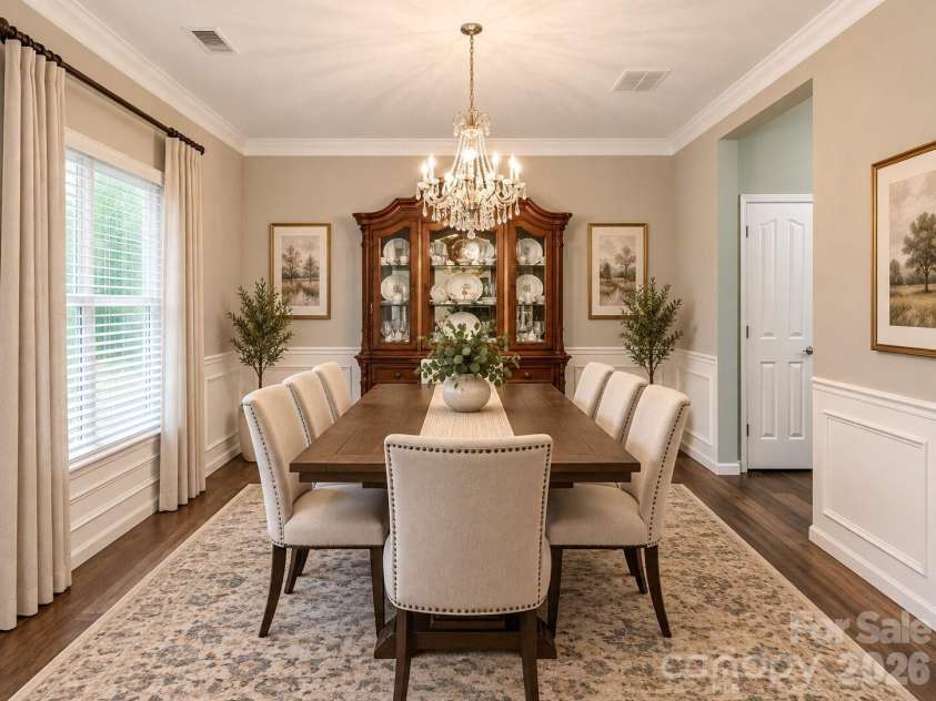 7313 Hannah Alexander Lane, Mint Hill, NC 28227.  MLS# CAR4422881, YatesRealty ID 53079. Virtually Staged Dining Room