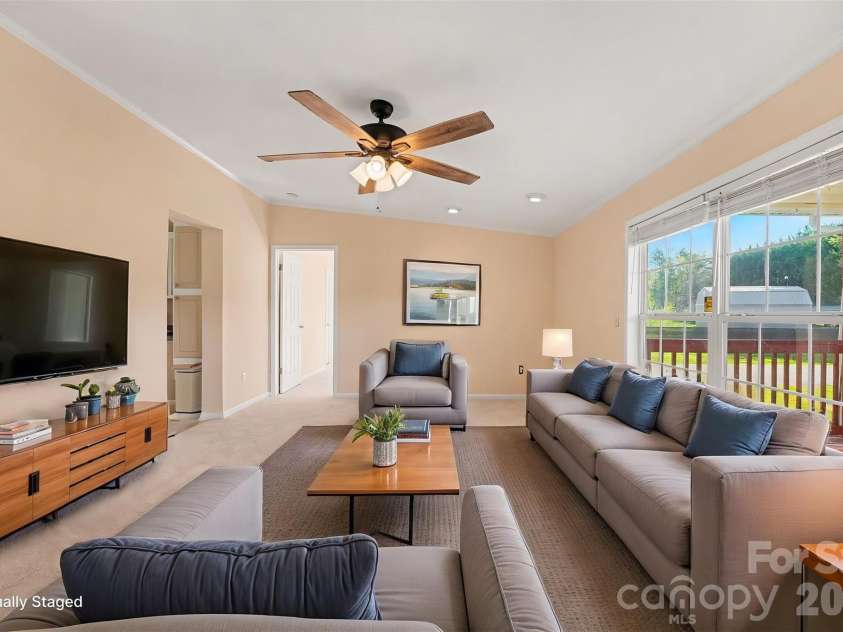 100 Acreview Lane, Maiden, NC 28650.  MLS# CAR4353849, YatesRealty ID 5314. Virtually Staged Living room
