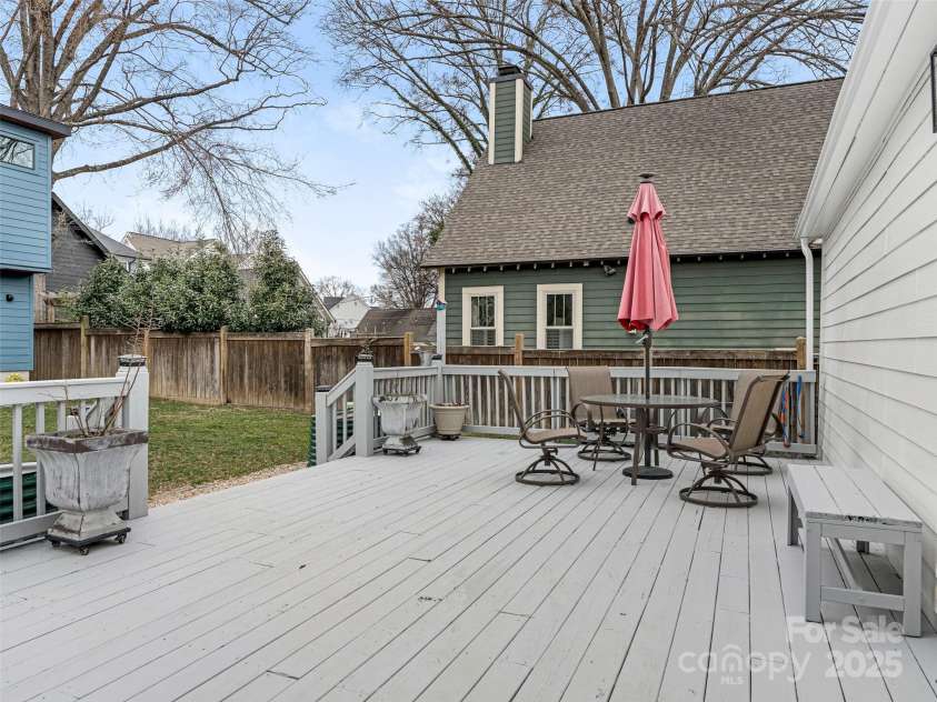 1921 Union Street, Charlotte, NC 28205.  MLS# CAR4222897, YatesRealty ID 5320. Large deck at rear of home