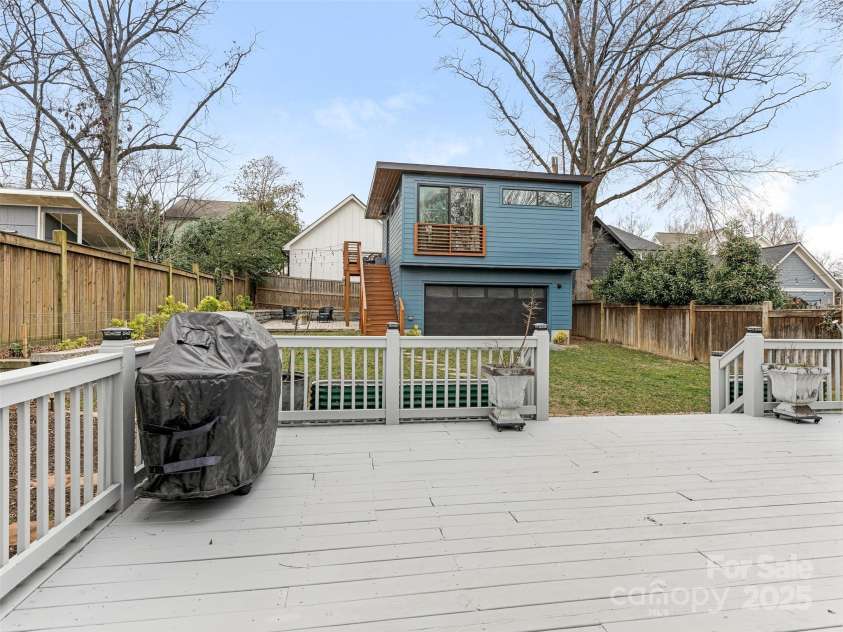 1921 Union Street, Charlotte, NC 28205.  MLS# CAR4222897, YatesRealty ID 5320. Large deck at rear of home