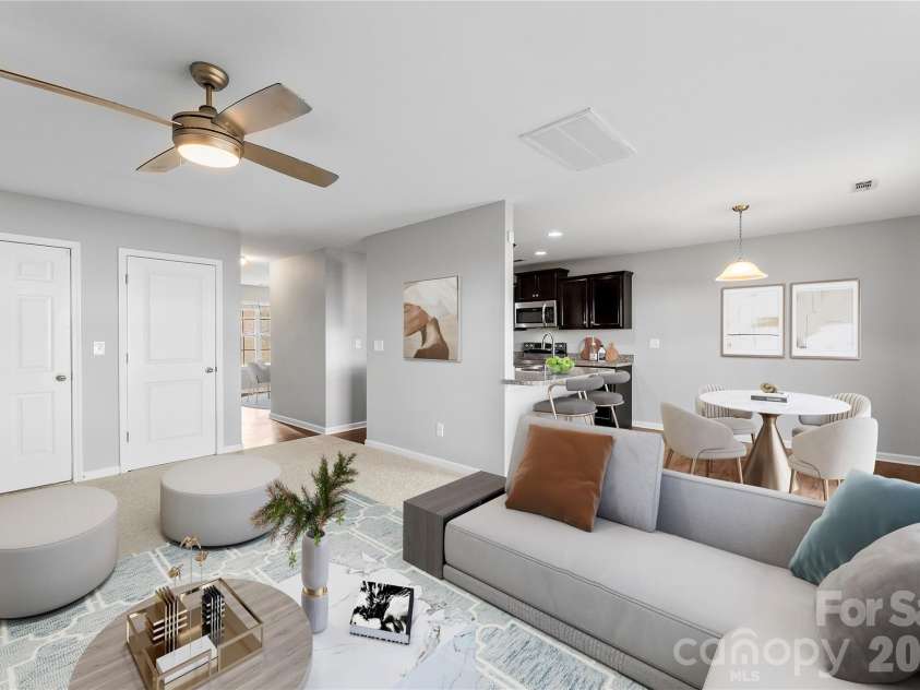 5305 Park Brook Drive, Charlotte, NC 28269.  MLS# CAR4336100, YatesRealty ID 5331. Staged Living Room view