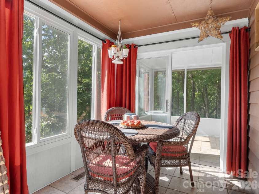 600 Piney Gate Road, Saluda, NC 28773.  MLS# CAR4423662, YatesRealty ID 53356. Sunroom