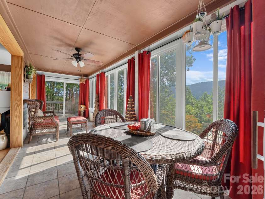 600 Piney Gate Road, Saluda, NC 28773.  MLS# CAR4423662, YatesRealty ID 53356. Sunroom