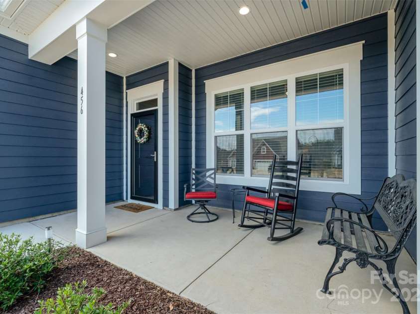 456 Lucky Drive, Concord, NC 28027.  MLS# CAR4235721, YatesRealty ID 5338. Cozy front porch