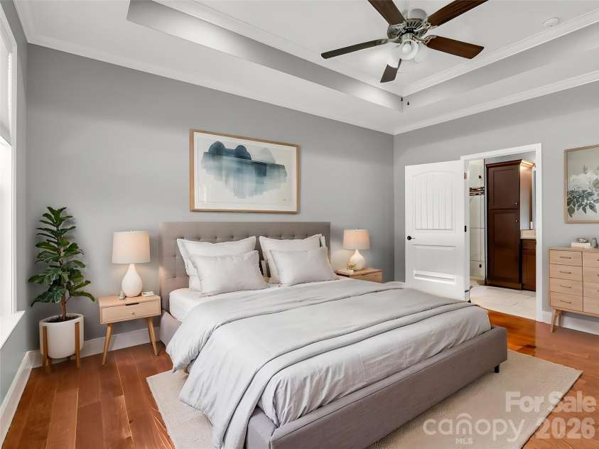 178 Page Creek Boulevard, Landrum, SC 29356.  MLS# CAR4428933, YatesRealty ID 53387. Primary bedroom with en-suite bathroom.  Virtually staged