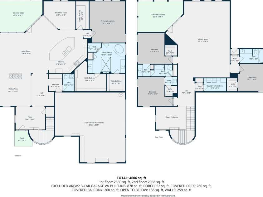 16202 Monnet Place Court, Charlotte, NC 28278.  MLS# CAR4428838, YatesRealty ID 53389. First and Second Floor Plans combined.