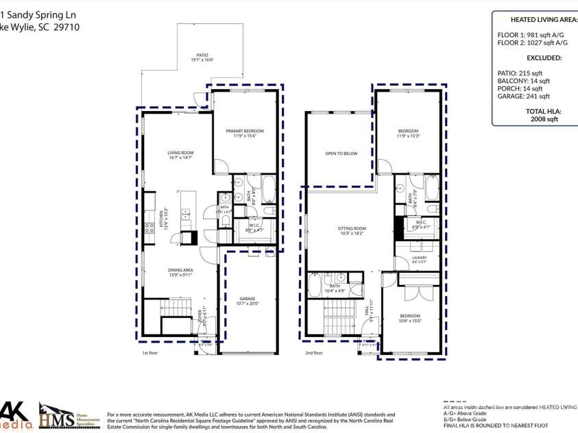 341 Sandy Spring Lane, Lake Wylie, SC 29710.  MLS# CAR4428565, YatesRealty ID 53391. Floor plan