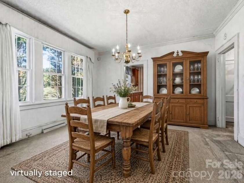1308 Charlotte Highway, Fairview, NC 28730.  MLS# CAR4429052, YatesRealty ID 53437. Staged dining room