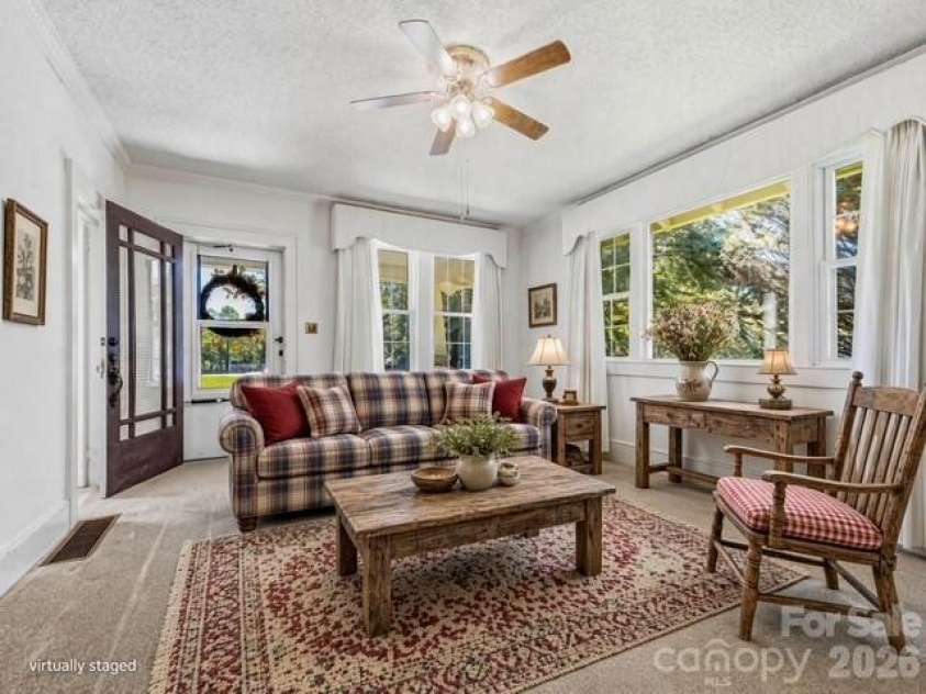 1308 Charlotte Highway, Fairview, NC 28730.  MLS# CAR4429052, YatesRealty ID 53437. Staged living room