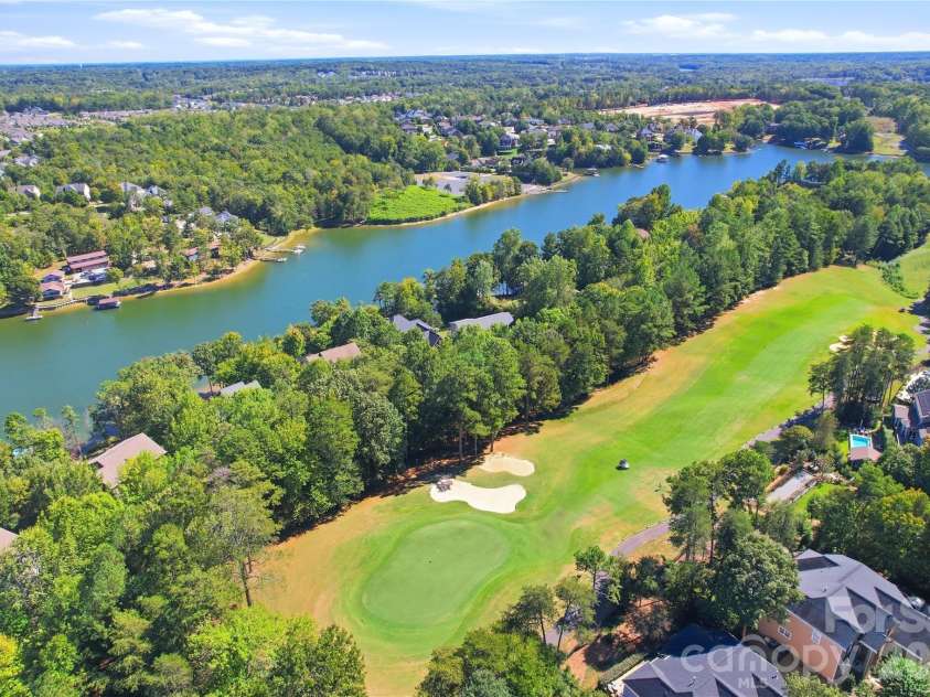 411 Halyard Lane, Tega Cay, SC 29708.  MLS# CAR4429046, YatesRealty ID 53559. Aerial View Golf Course
