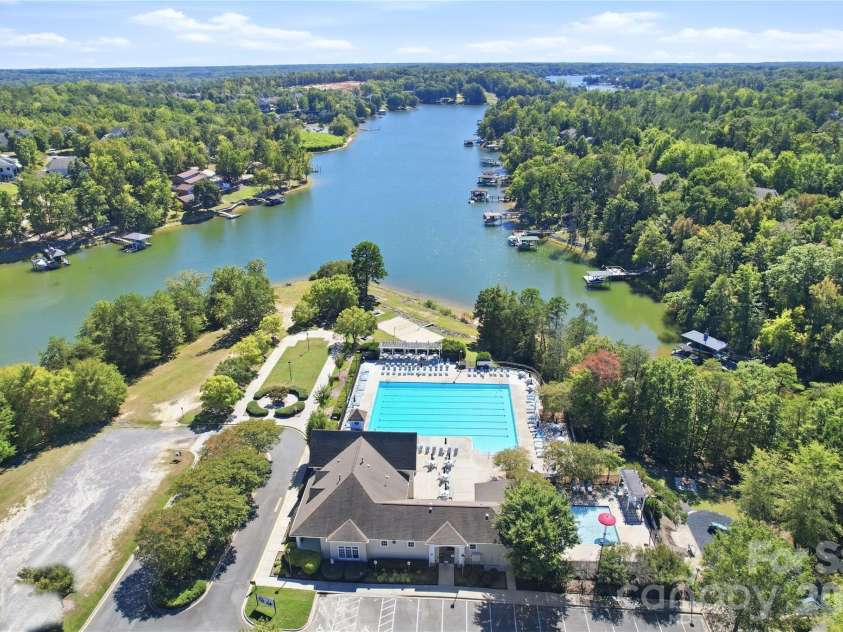 411 Halyard Lane, Tega Cay, SC 29708.  MLS# CAR4429046, YatesRealty ID 53559. Aerial View Pool
