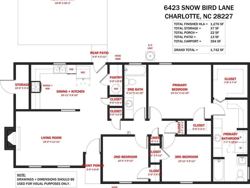 6423 Snow Bird Lane, Charlotte, NC 28227.  MLS# CAR4429603, YatesRealty ID 53678. 