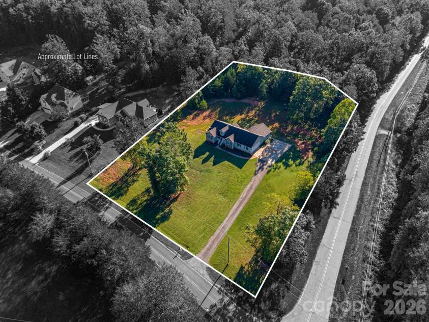 4252 Goodson Road, Maiden, NC 28650.  MLS# CAR4429073, YatesRealty ID 53815. Aerial View with Approximate Lot Line