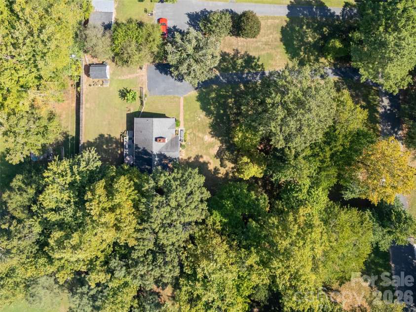 1154 Birchwood Drive, Clover, SC 29710.  MLS# CAR4425698, YatesRealty ID 54009. Aerial- Back Yard & Shed