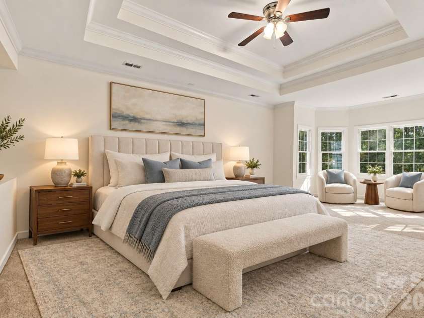 3439 Twelve Oaks Place, Charlotte, NC 28270.  MLS# CAR4423382, YatesRealty ID 54247. Virtually Staged Primary Bedroom