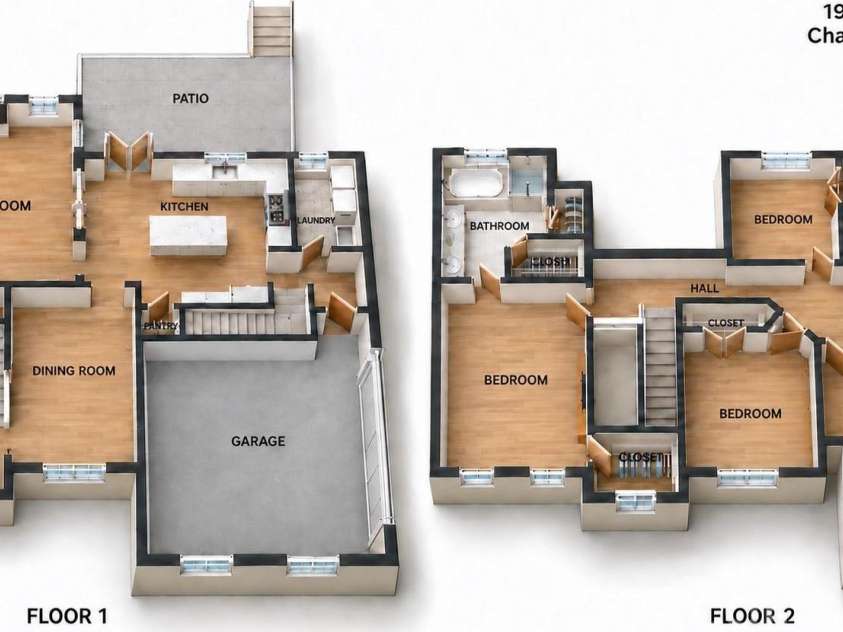1911 Solway Lane, Charlotte, NC 28269.  MLS# CAR4428981, YatesRealty ID 54293. 3D FloorPlan Not to Scale.