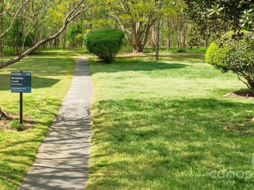 9319 Harps Mill Court, Charlotte, NC 28270.  MLS# CAR4244091, YatesRealty ID 5441. Entrance to McAlpine Creek Greenway